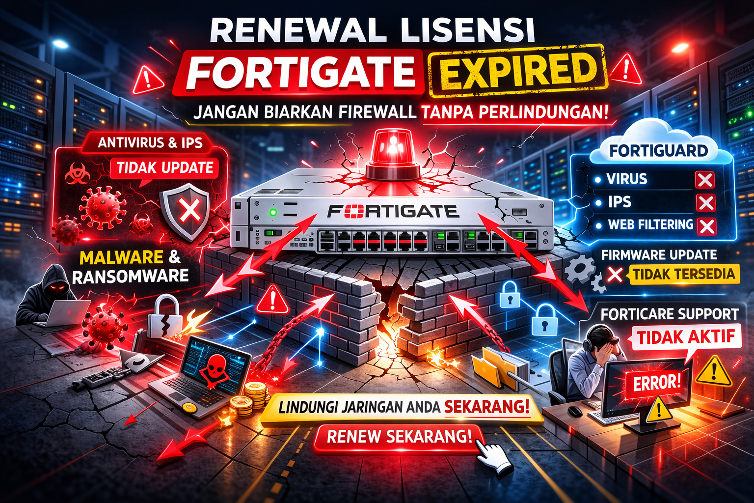 renewal lisensi FortiGate expired membuat firewall kehilangan perlindungan terbaru renewal lisensi FortiGate expired membuat firewall kehilangan perlindungan terbaru
