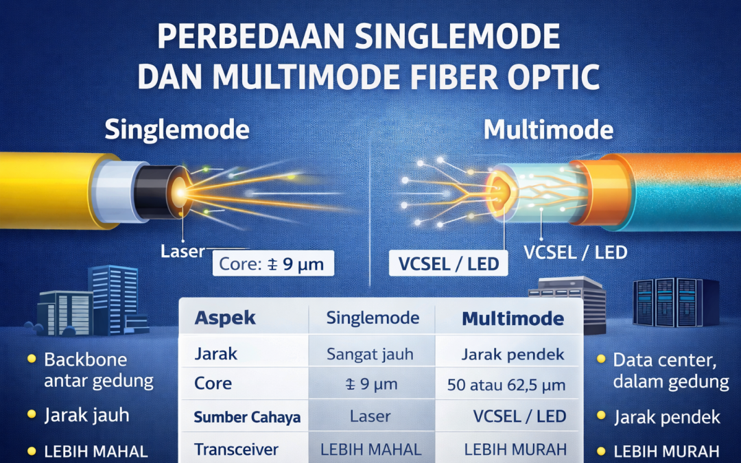 Perbedaan Singlemode dan Multimode Fiber Optic: Jangan Salah Pilih untuk Jaringan Anda