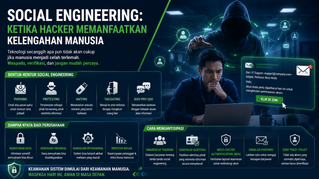 Bahaya Social Engineering Perusahaan, Saat Hacker Tidak Meretas Sistem Tapi Meretas Kepercayaan