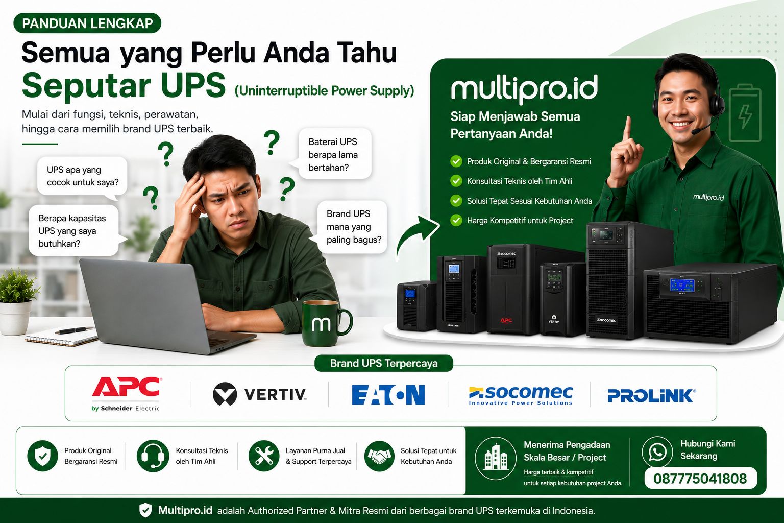 FAQ UPS Lengkap: Cara Memilih UPS untuk Server, Kantor & Data Center | Multipro.id